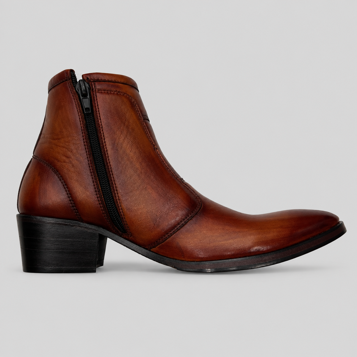 Men’s Luxury Burnished Brown Leather Chelsea Boots