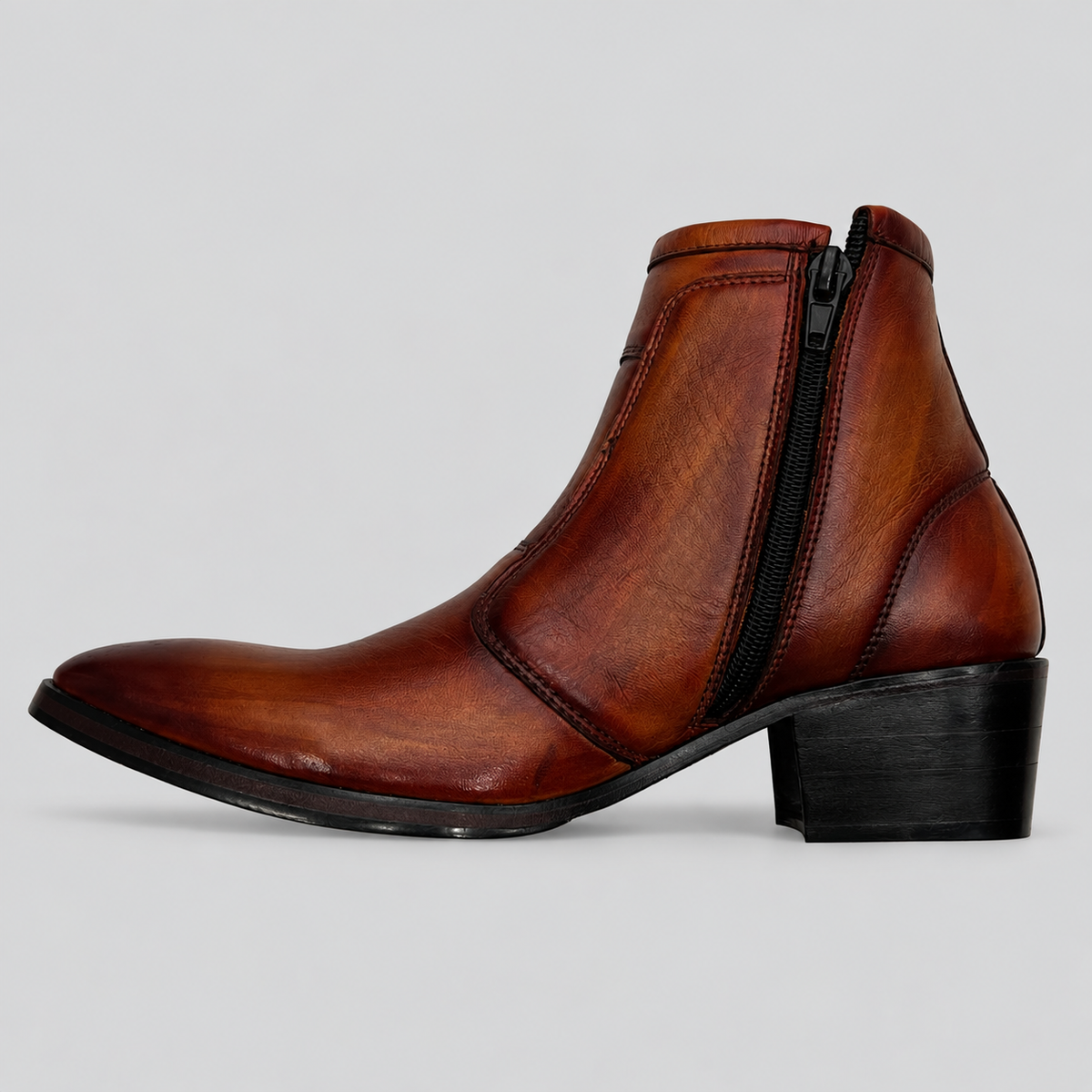 Men’s Luxury Burnished Brown Leather Chelsea Boots