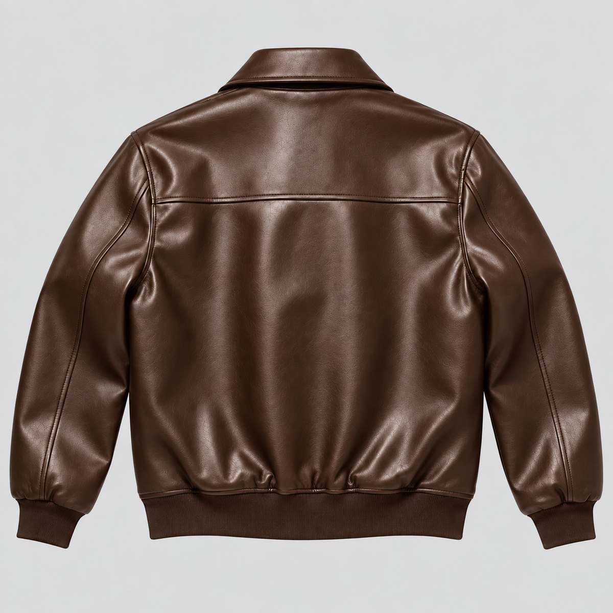 Men’s Brown Leather Blouson Jacket  Classic Zip-Front Bomber