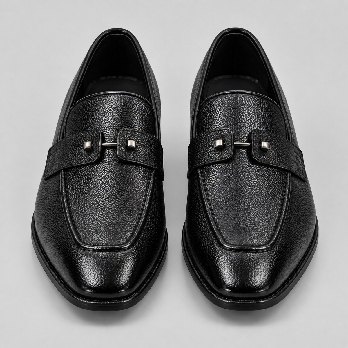 Men’s Black Leather Pin Loafers