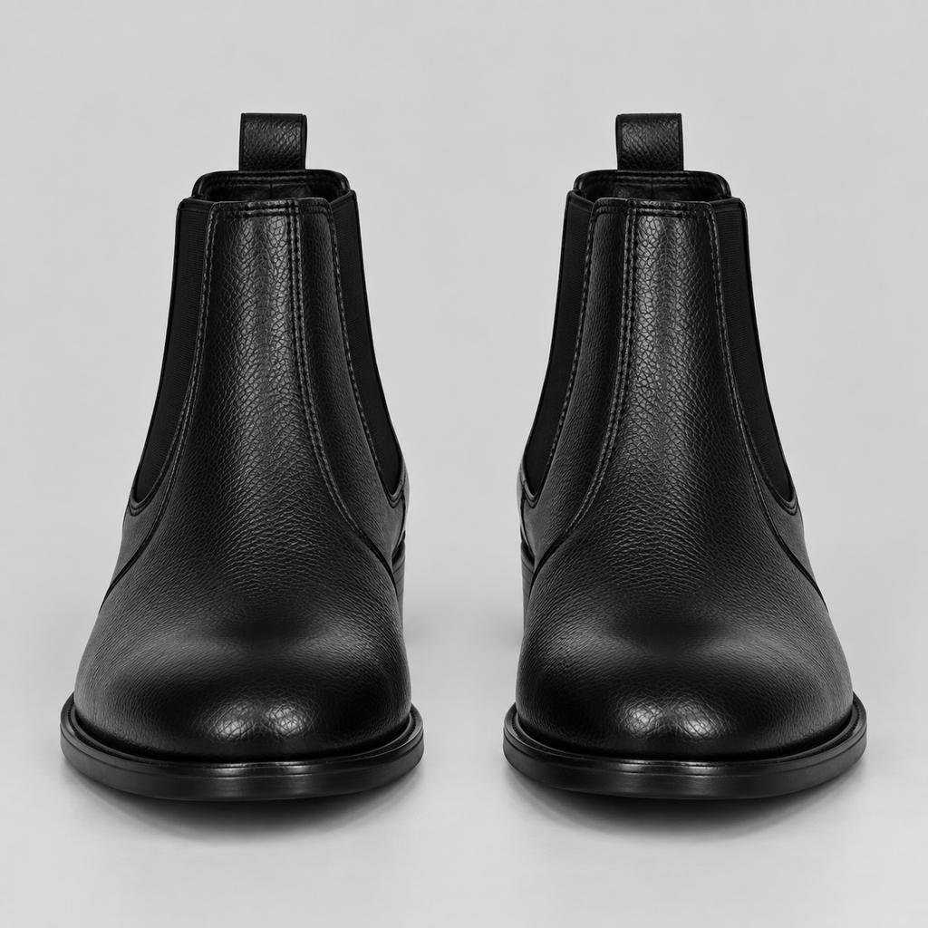 Classic Men's Black Textured Leather Chelsea Boots