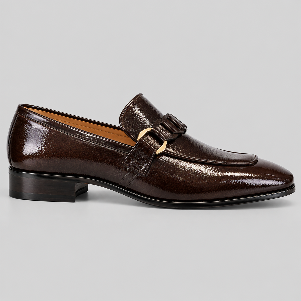 Classic Dark Brown Italian Textured Leather Loafers