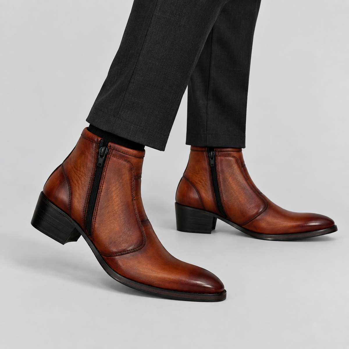 Men’s Luxury Burnished Brown Leather Chelsea Boots