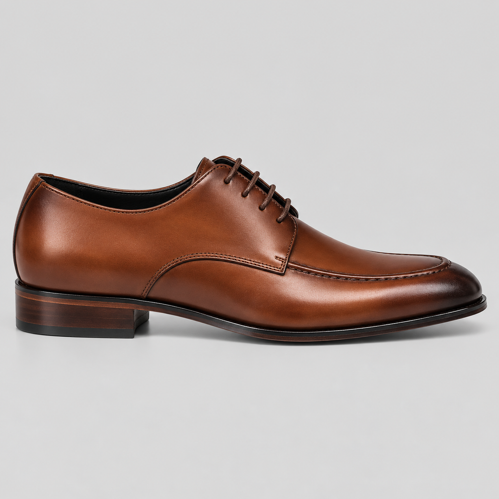 Classic Men's Tan Brown Leather Apron Toe Derby