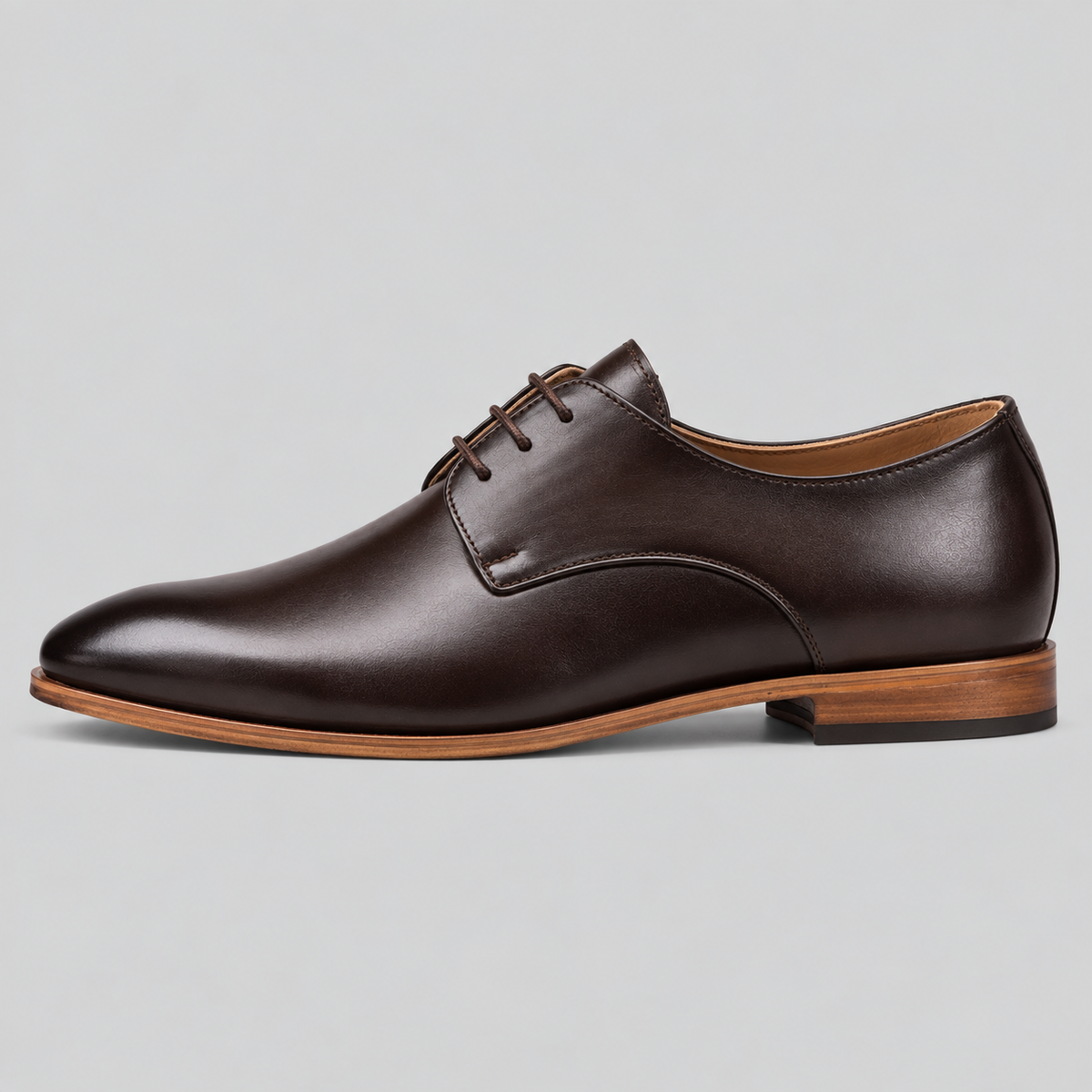 Classic Men's Dark Brown Leather Formal Derby