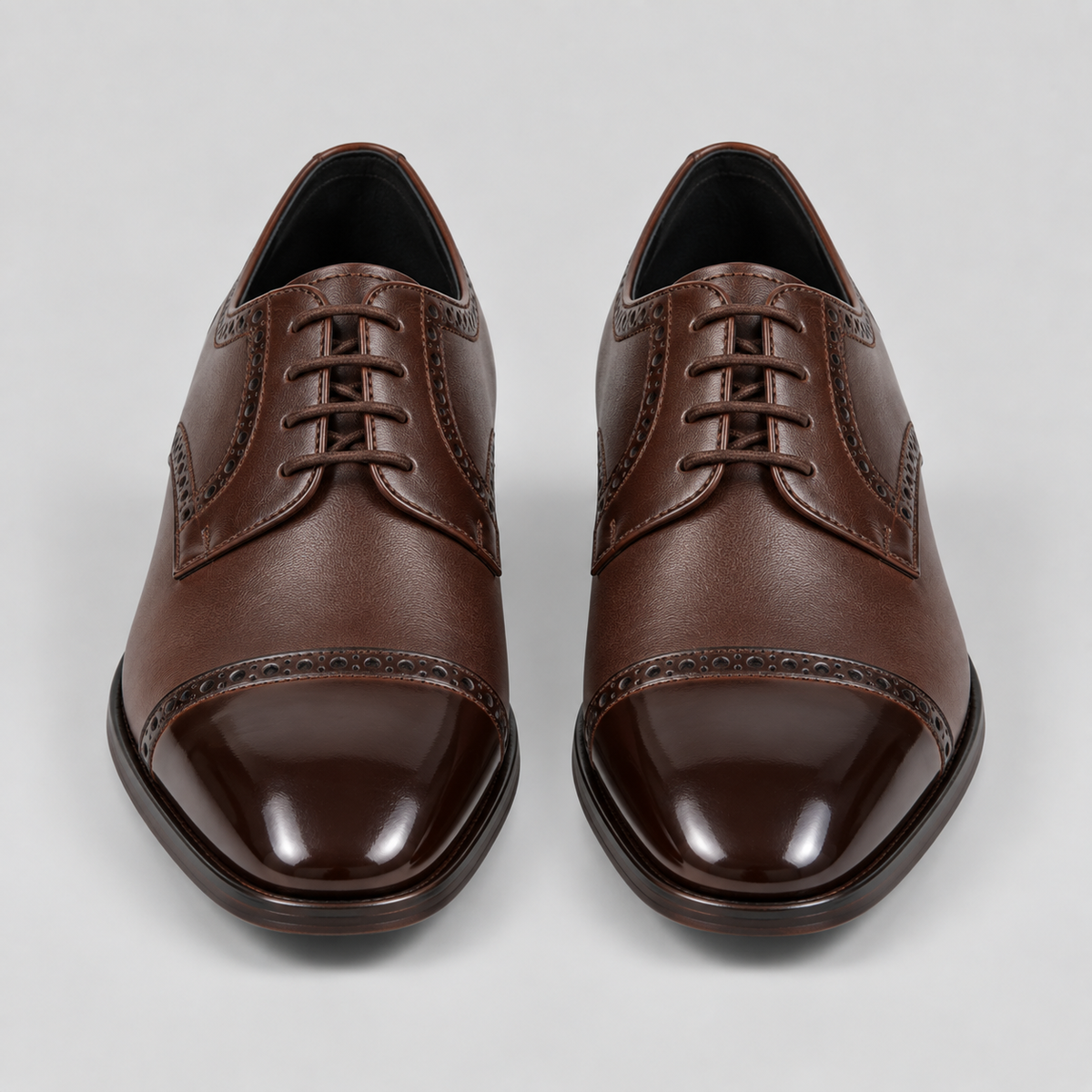 Classic Men's Dark Brown Leather Derby Dress Shoes