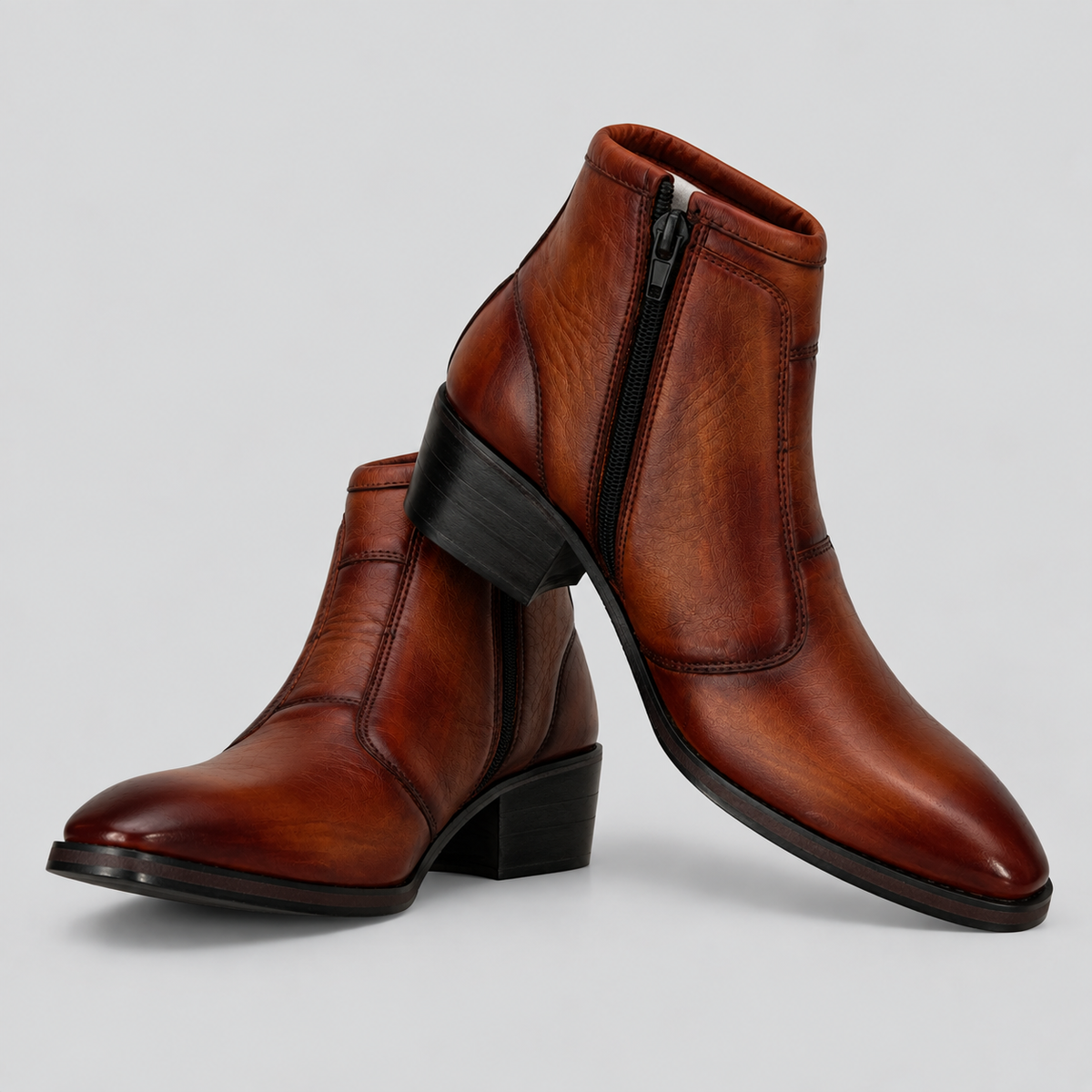 Men’s Luxury Burnished Brown Leather Chelsea Boots
