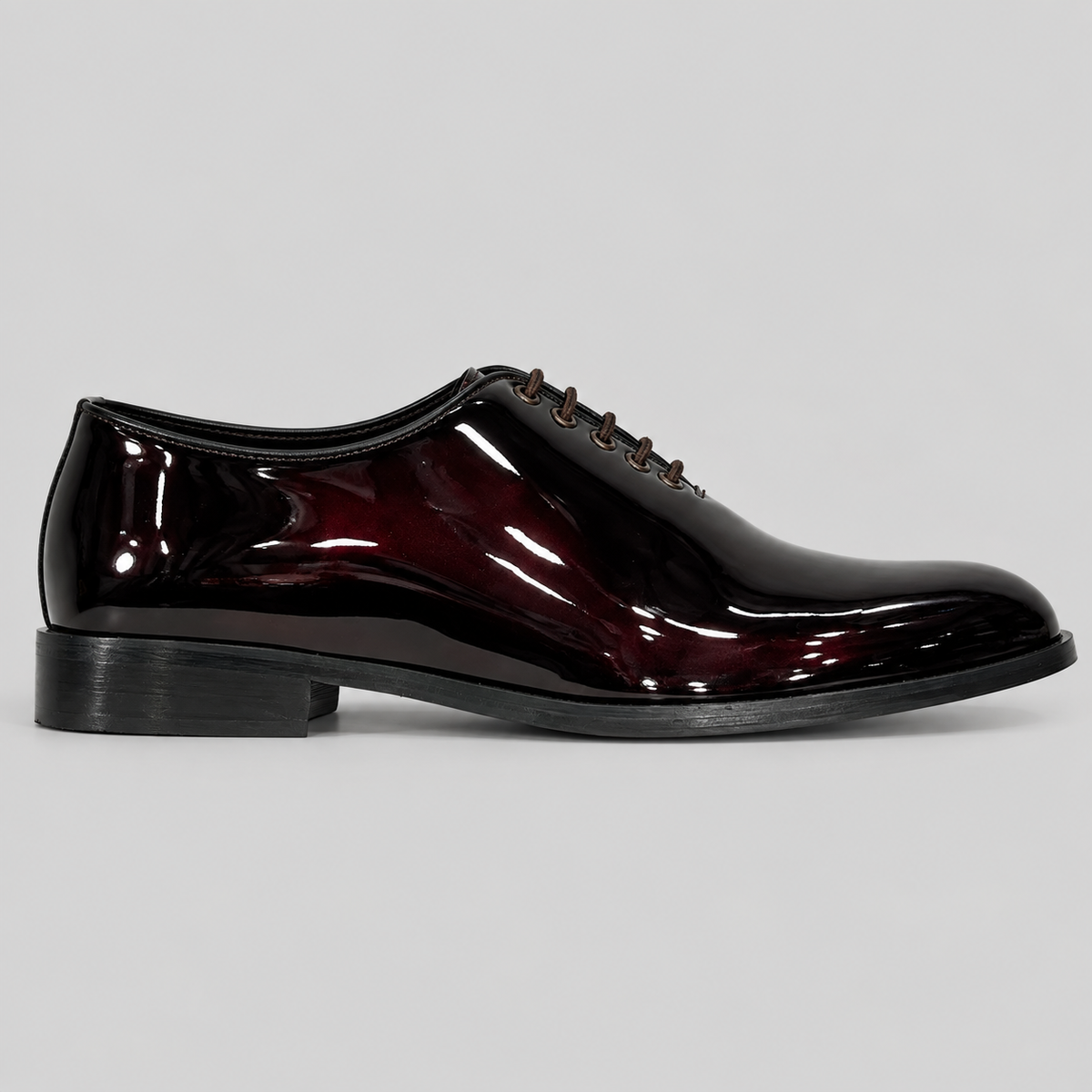 Luxury Burgundy Patent Leather Lace-Up Dress Shoes