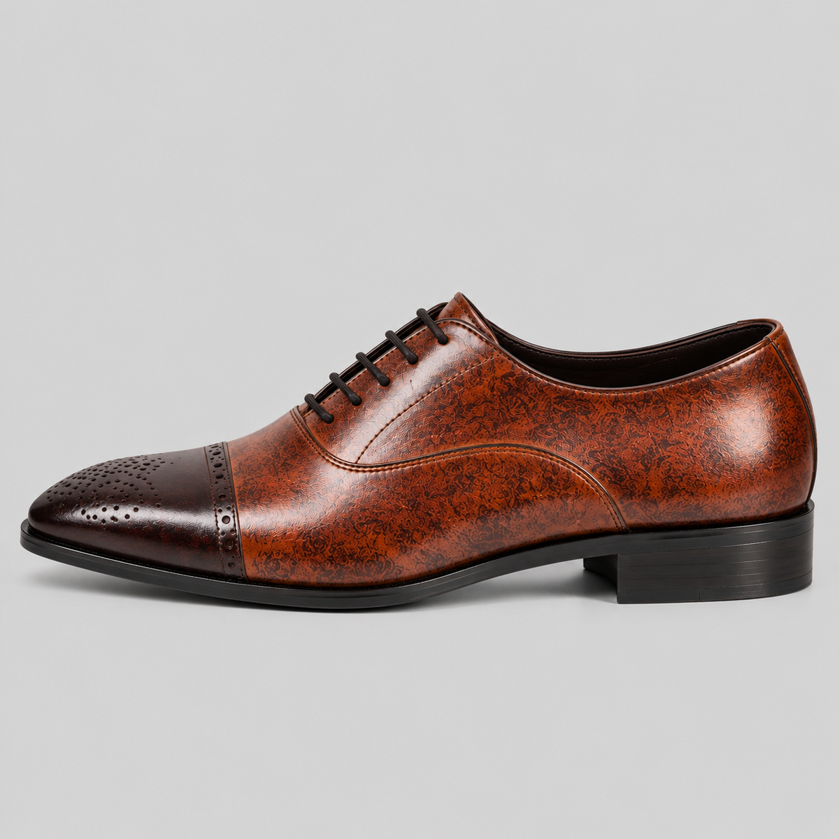 Classic Men's Cognac & Dark Brown Patina Leather Oxfords