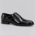 Men’s Black Glossy Leather Brogue Wingtip Oxford Shoes