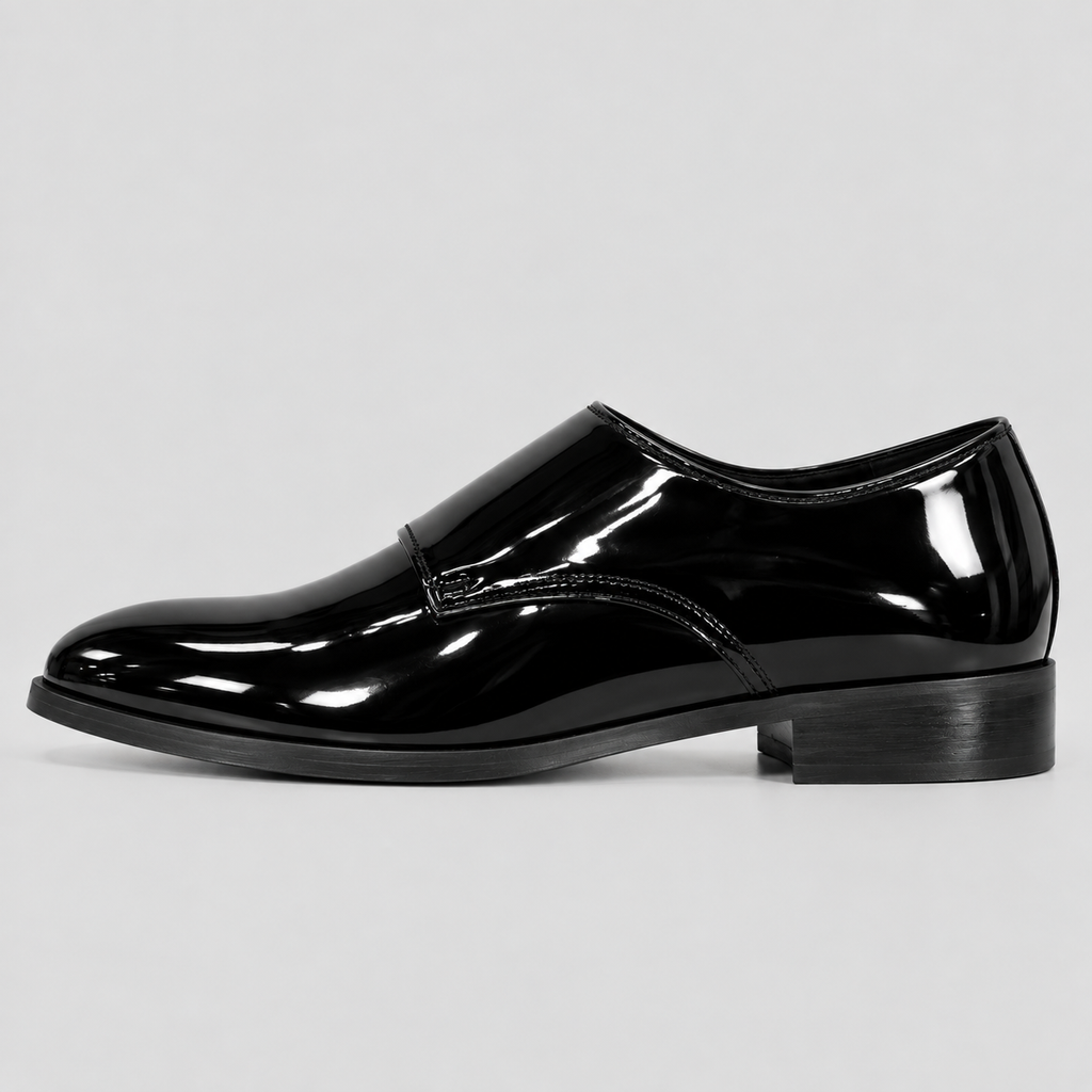 Classic Men's Shiny Black Patent Double Monk Strap