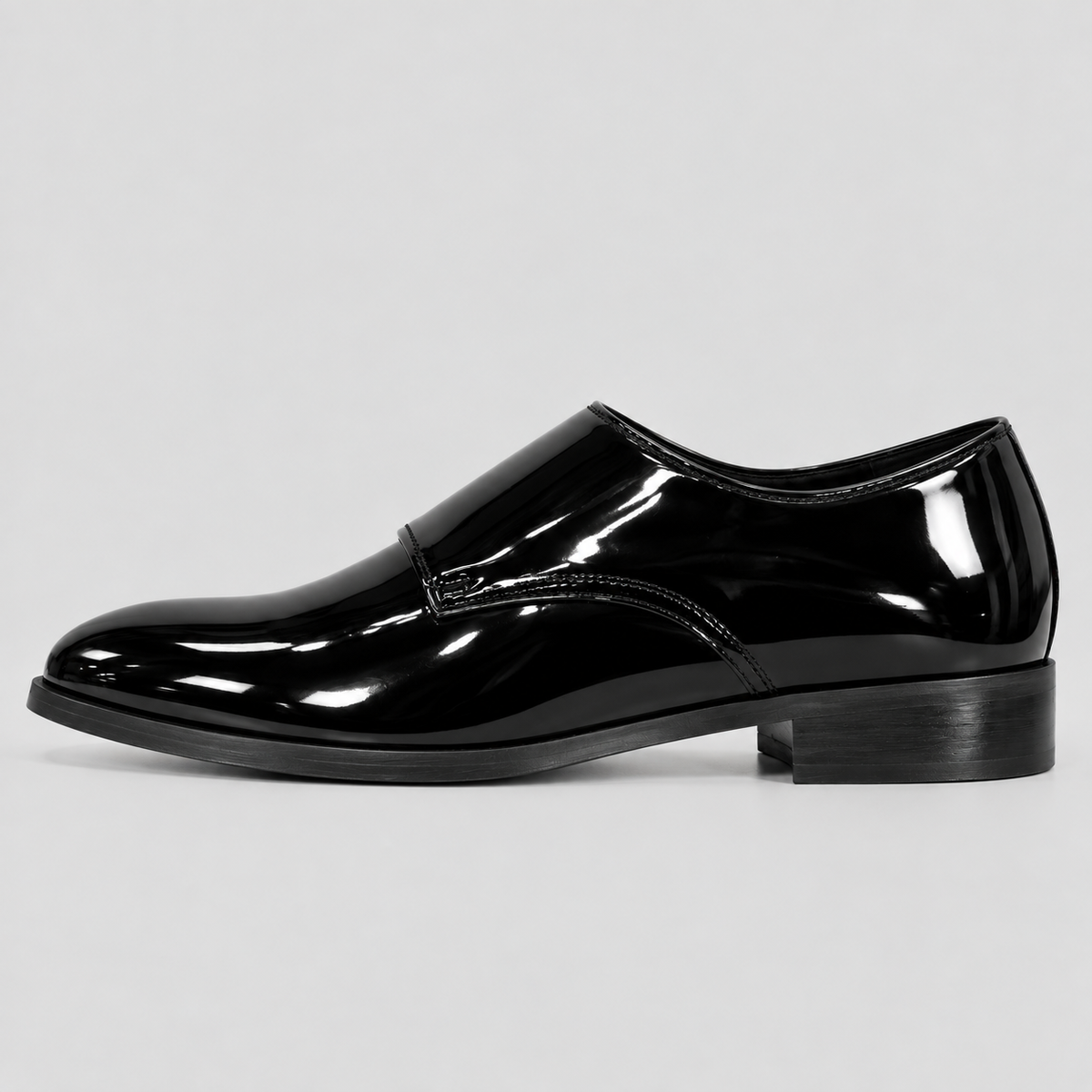 Classic Men's Shiny Black Patent Double Monk Strap