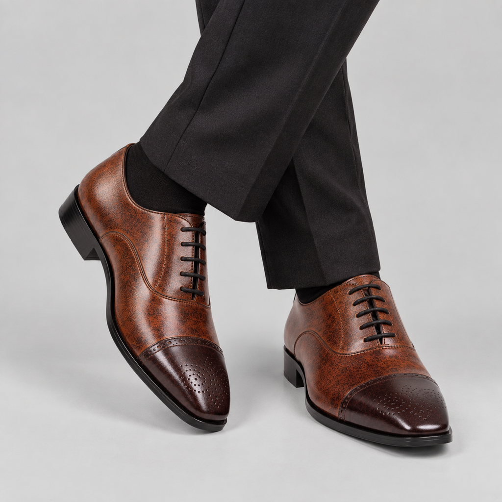 Classic Men's Cognac & Dark Brown Patina Leather Oxfords