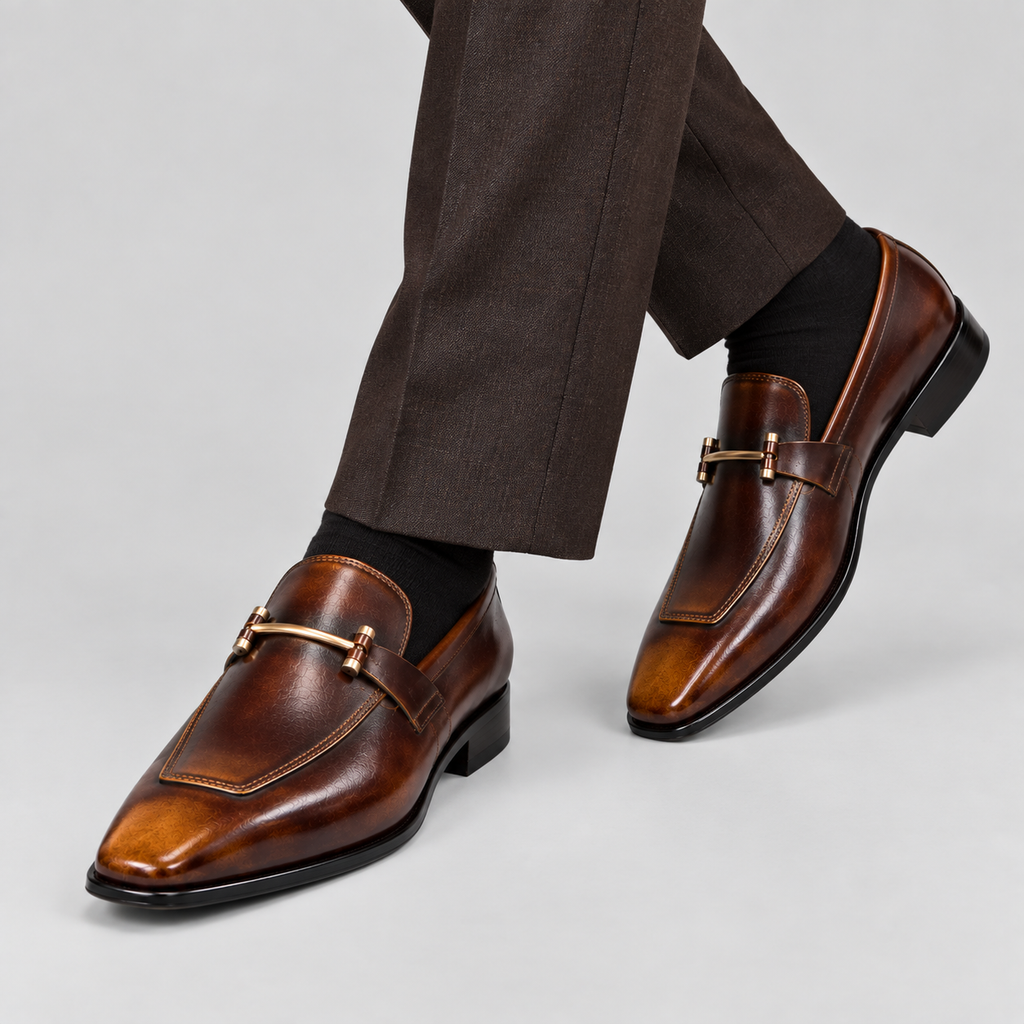 Classic Men's Brown Leather Horsebit Loafers