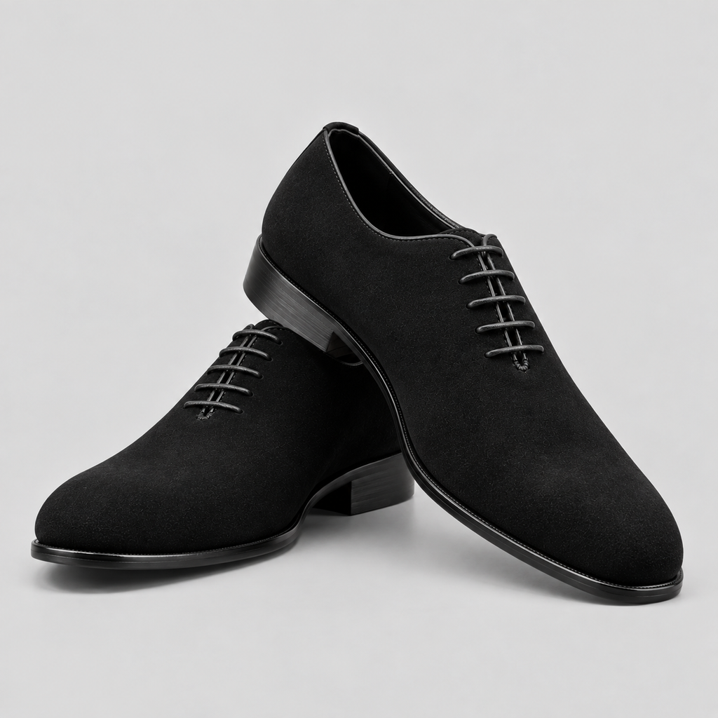 Classic Men's Black Suede Wholecut Oxfords