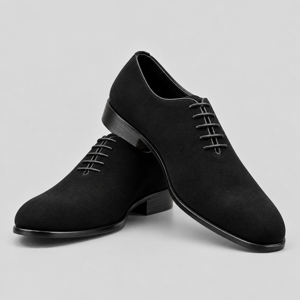 Classic Men's Black Suede Wholecut Oxfords