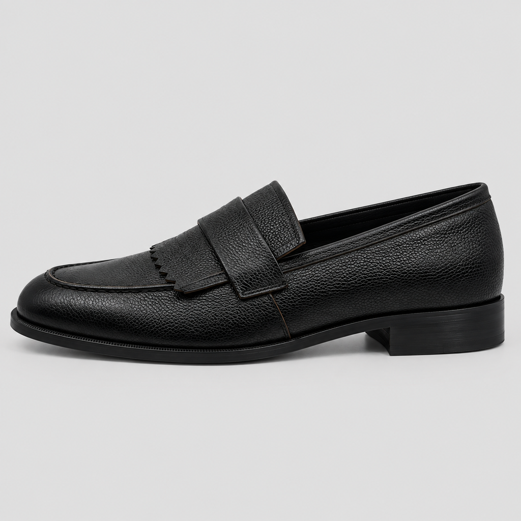 Classic Men’s Black Leather Kiltie Loafers