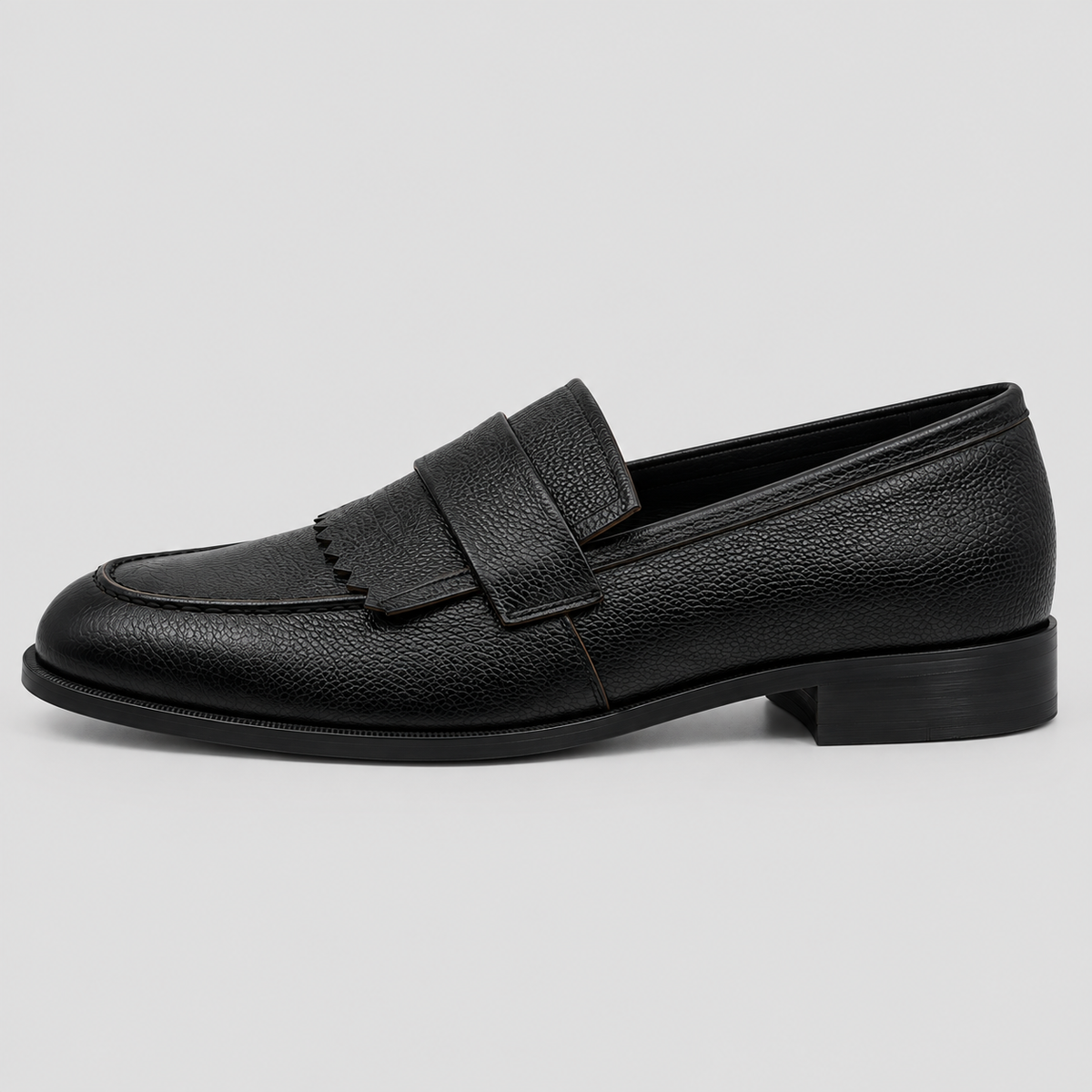 Classic Men’s Black Leather Kiltie Loafers