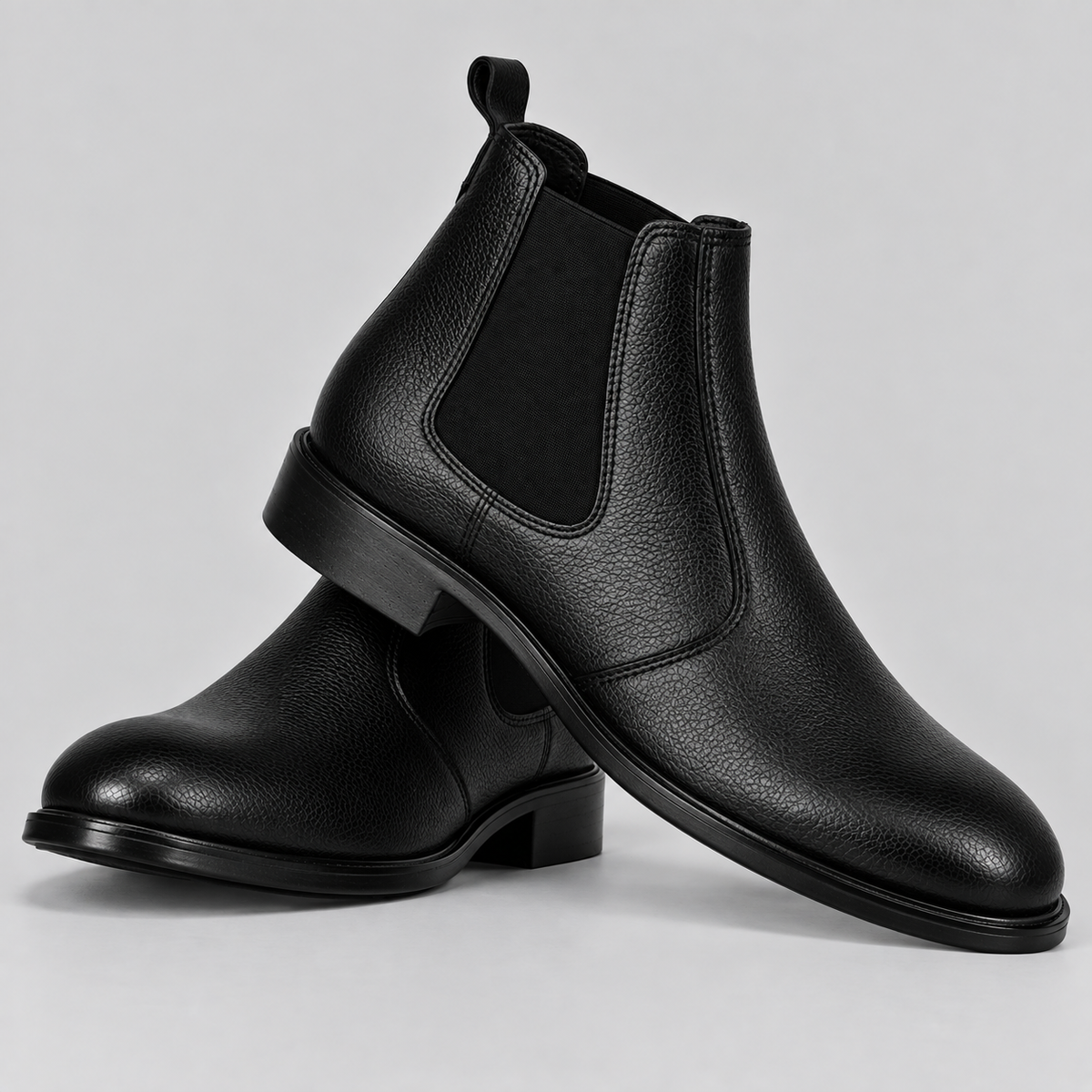 Classic Men's Black Textured Leather Chelsea Boots