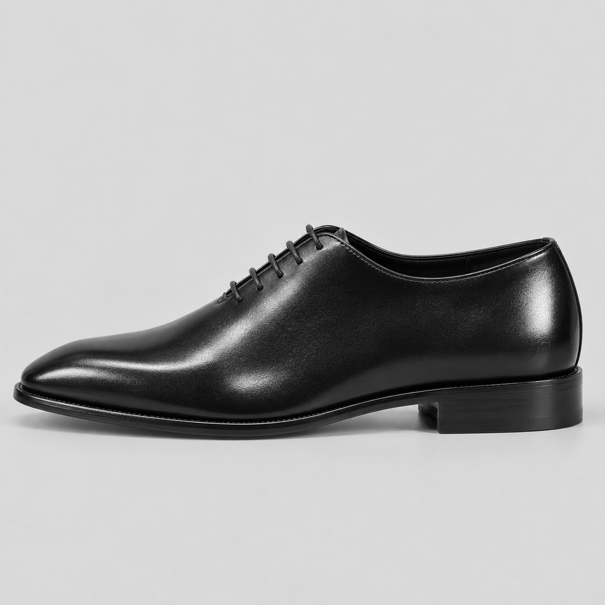Men's Black Leather Wholecut Oxfords
